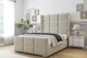 image 2 of Sloomy Beaumont Cream Plush Bed Frame With 50"  Upholstered Wingback Headboard 4' Small Double