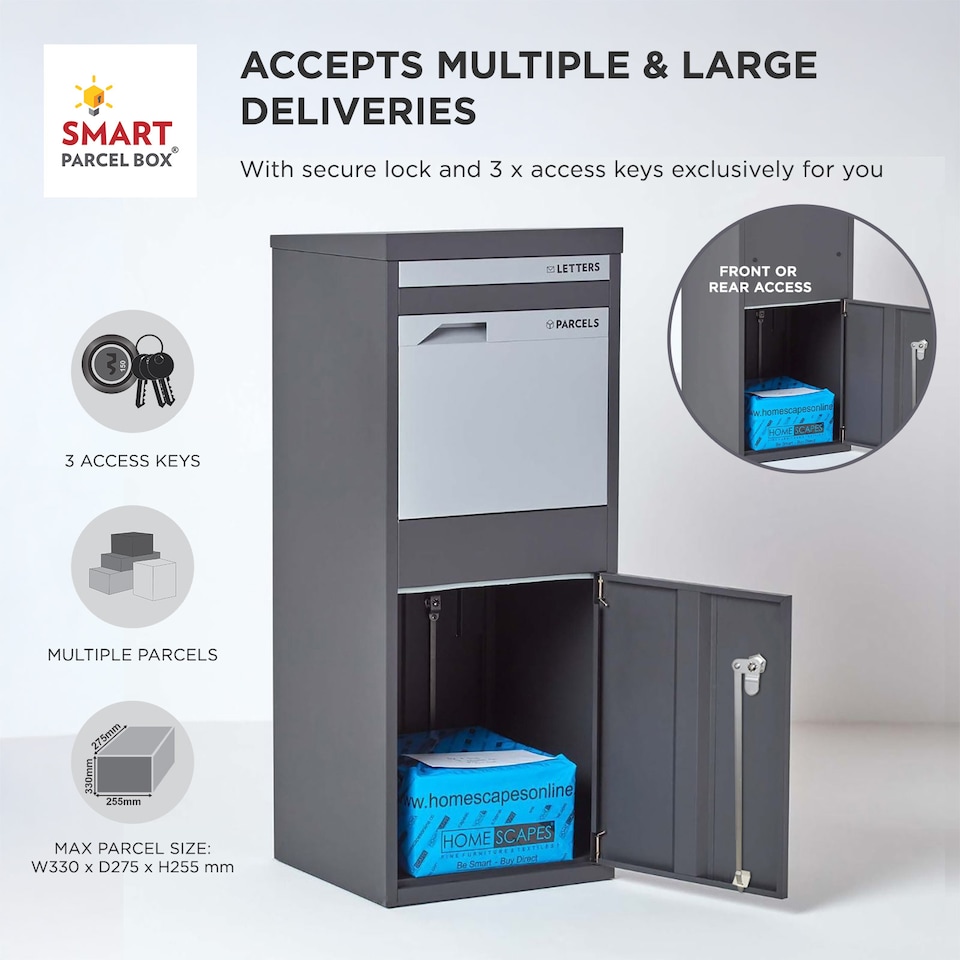 image 1 of SMART PARCEL BOX® Large Front & Rear Access Dark | Grey | 1