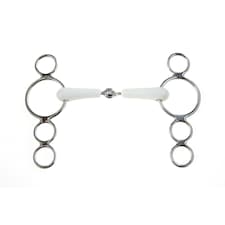 Korsteel Horses Flexi Jointed 3 Ring Dutch Gag Bit - Ivory - 5.5in