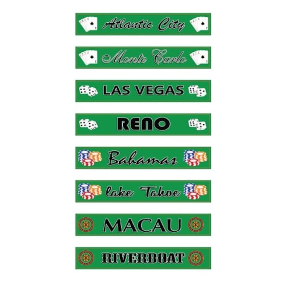 Worldwide Casinos PVC Party Sign Decorations 60cm x 10cm - Pack of 8
