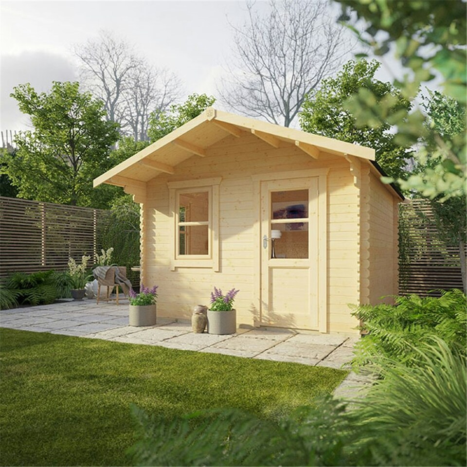 image 1 of 10ft x 10ft (2950mm x 2950mm) Horsforth "The Augusta" 28mm Log Cabin With 2 Opening Windows