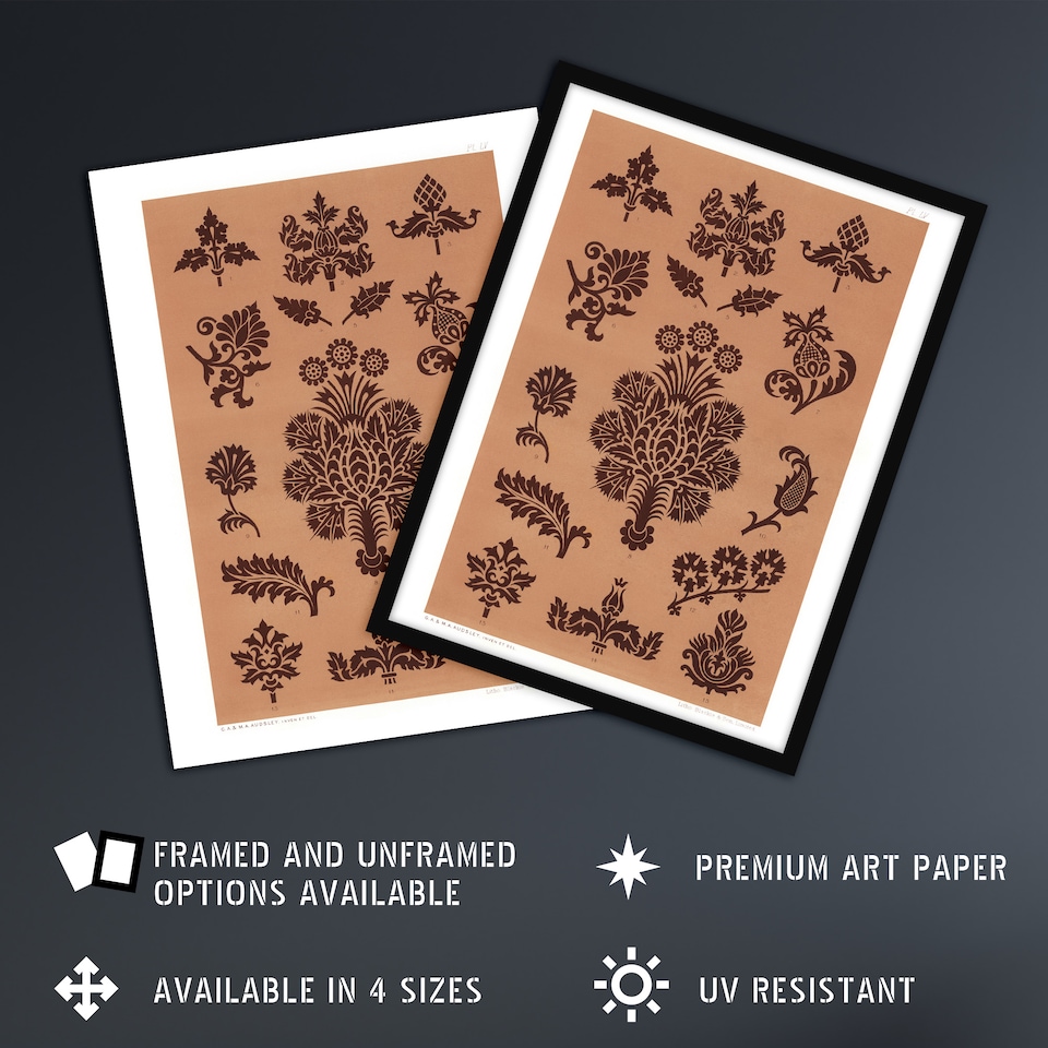 image 1 of Medieval Botanical Pattern GA and MA Audsley Huge Wall Art Print 18X24 In