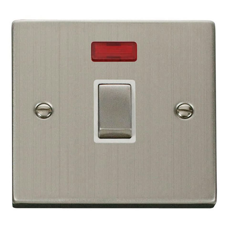 SE HOME Stainless Steel 1 Gang 20A Ingot DP Switch With Neon White | Stainless Steel