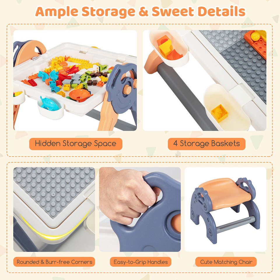 image 1 of COSTWAY 6-in-1 Kids Play Table and Chair Set Multi