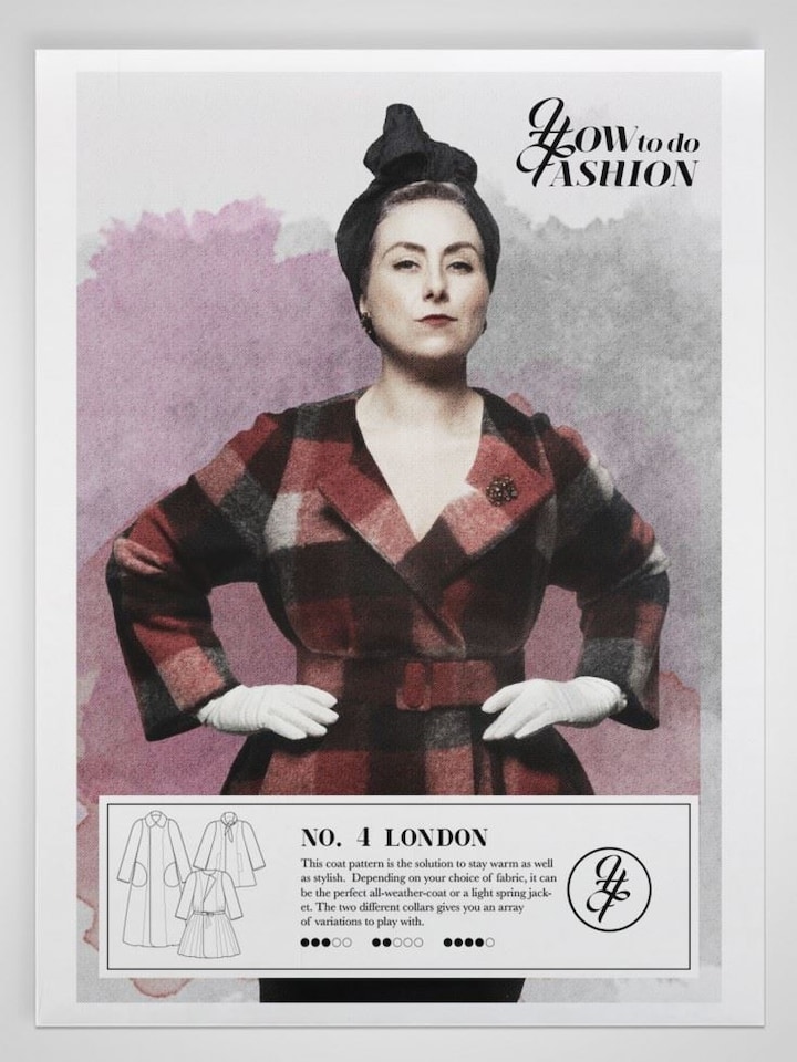 image 1 of How To Do Fashion London Coat Paper Sewing Pattern – Women’s Coats & Vintage Style, Sizes XS–XL, Intermediate