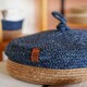 image 4 of Jute Handwoven Storage Basket With Lid (Blue)