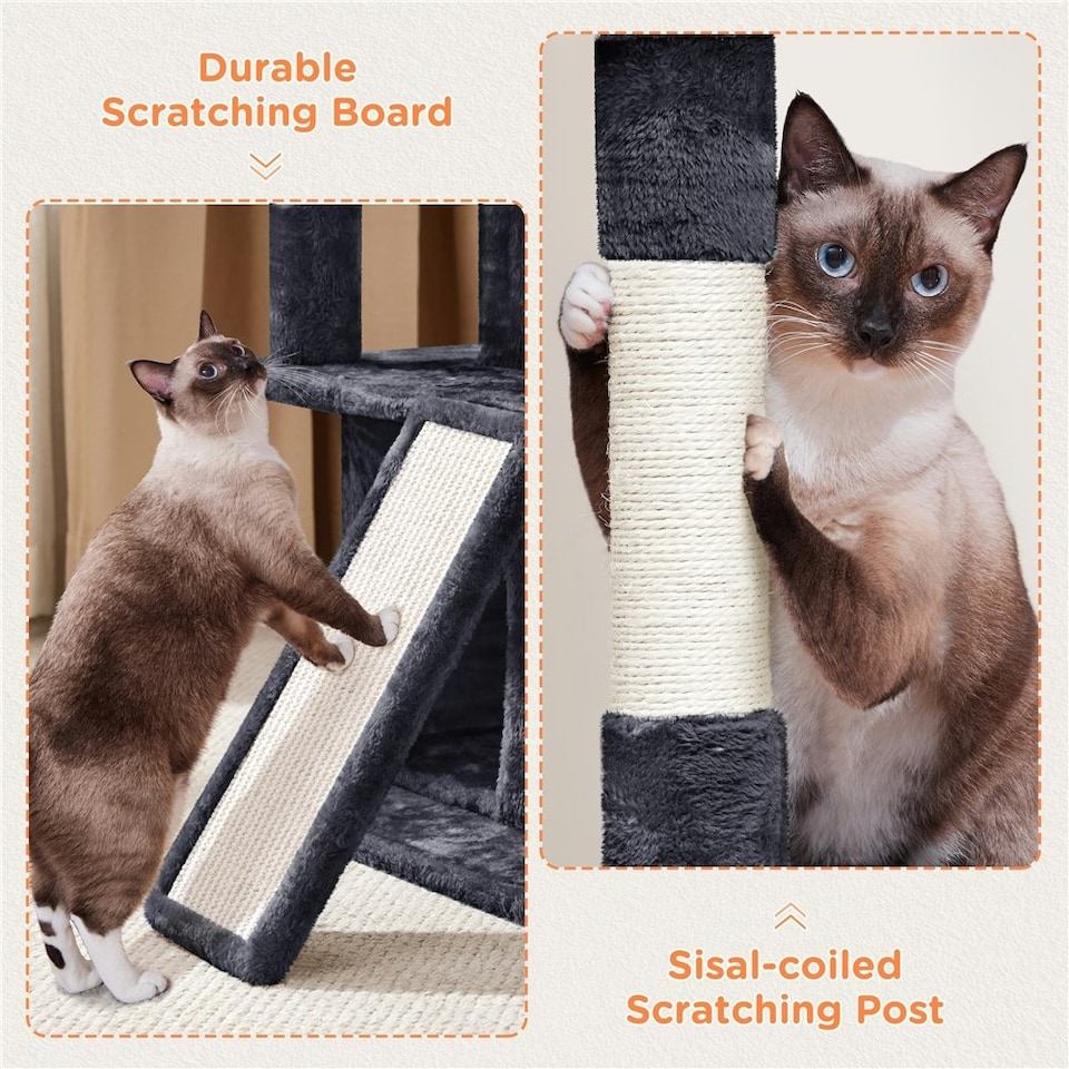 image 1 of Yaheetech 92 cm Cat Tower with Double Condos Black