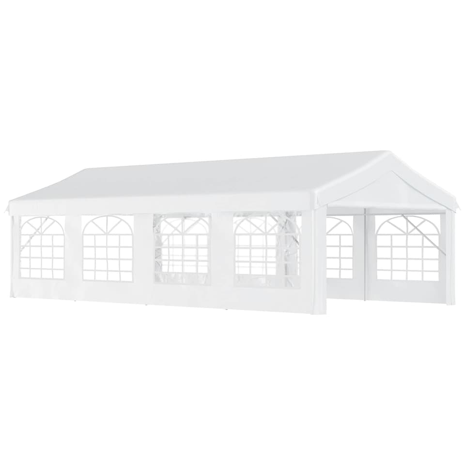 image 1 of Outsunny 8m Gazebo Garden Marquee Canopy Party Carport Shelter Garage Tent White