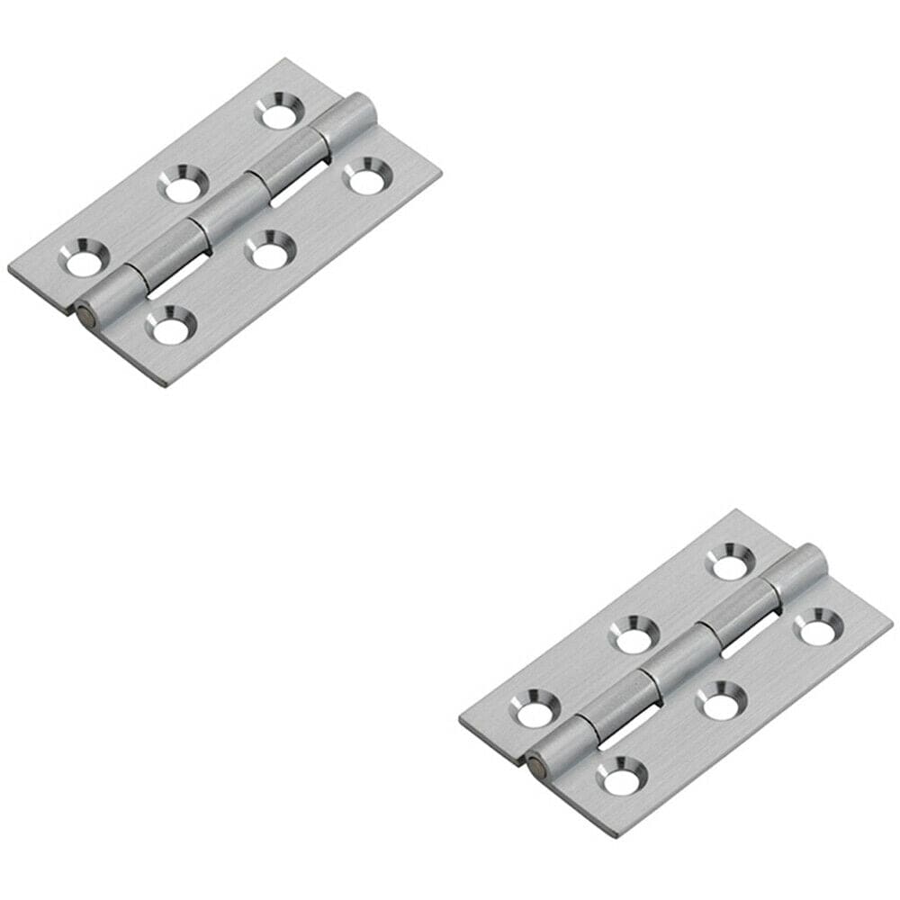 Loops 2x PAIR 50 x 28 x 1.5mm Cabinet Hinge Satin Chrome Small Cupboard Door