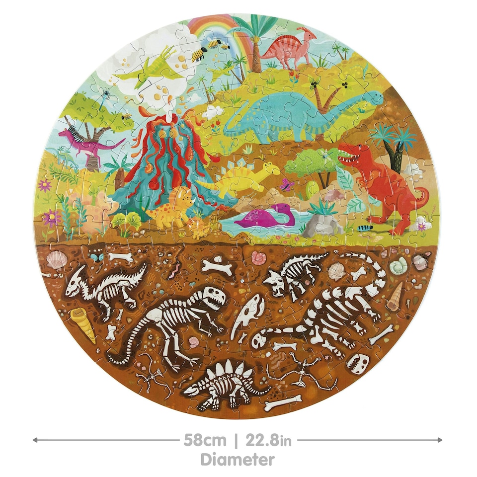 image 1 of boppi 150 Piece Round Jigsaw Puzzle - Dinosaur