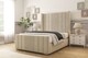 image 2 of Sloomy Hargrave Cream Plush Bed Frame With Mattress With 50"  Upholstered Wingback Headboard 4'6 Double