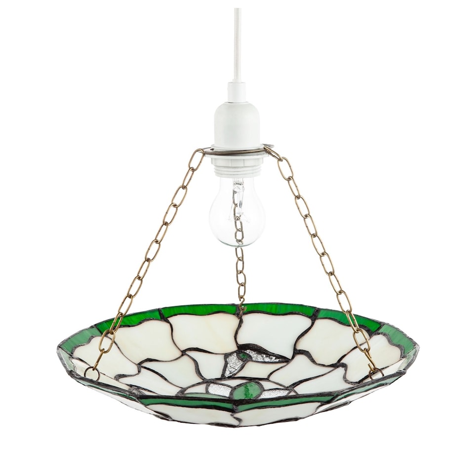 image 1 of Traditional Butterfly Tiffany Glass Green Pendant Lighting Shade | Green | Green | 1