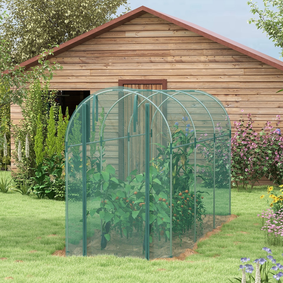 image 1 of Outsunny Fruit Cage, Plant Protection Tent, 1.2 x 3.6 x 1.9m, Green