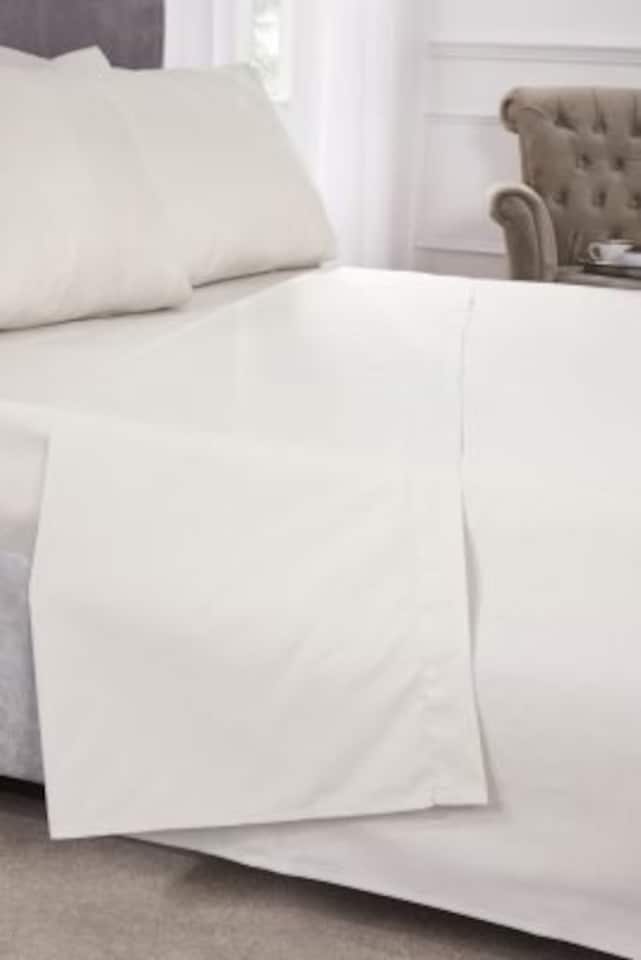 image 1 of Percale Collection 180 Thread Count Percale Flat Sheet in Ivory - King