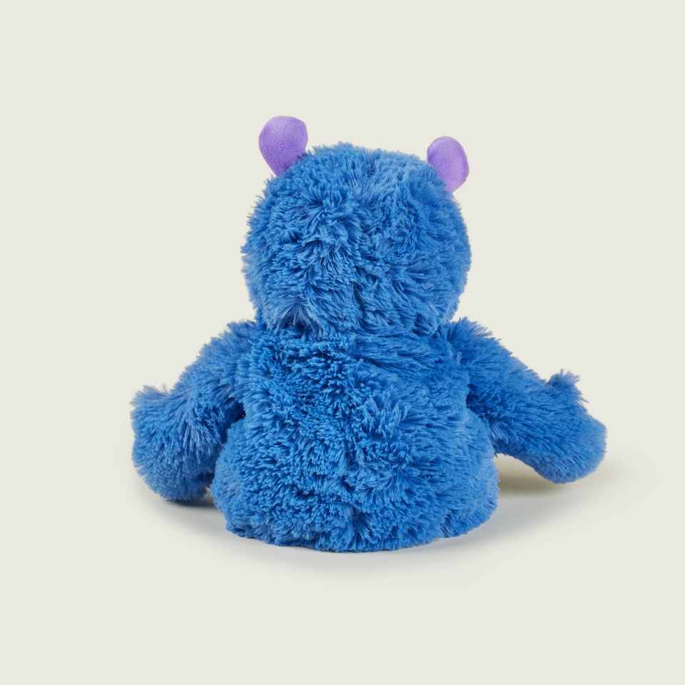 image 1 of Warmies Plush Blue Monster Microwavable Weighted Teddy with French Lavender Scent, Hot or Cold for Cool Relaxation and Warm Relief