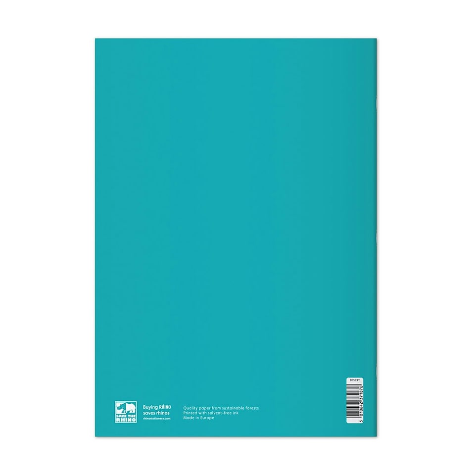 image 1 of Rhino A4 64 Page Green 8mm Lined with Margin and 20mm Graph Ruling Reverse Science Book