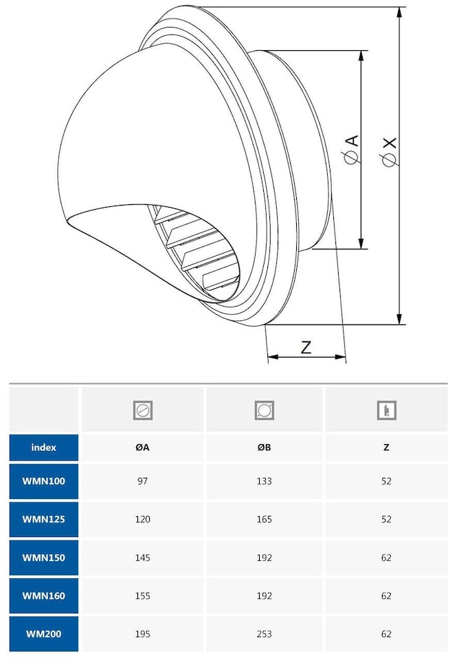 image 1 of 200mm Air Ejector Stainless Steel Duct Cap Semicircular Outside Box Casing Cover | Chrome