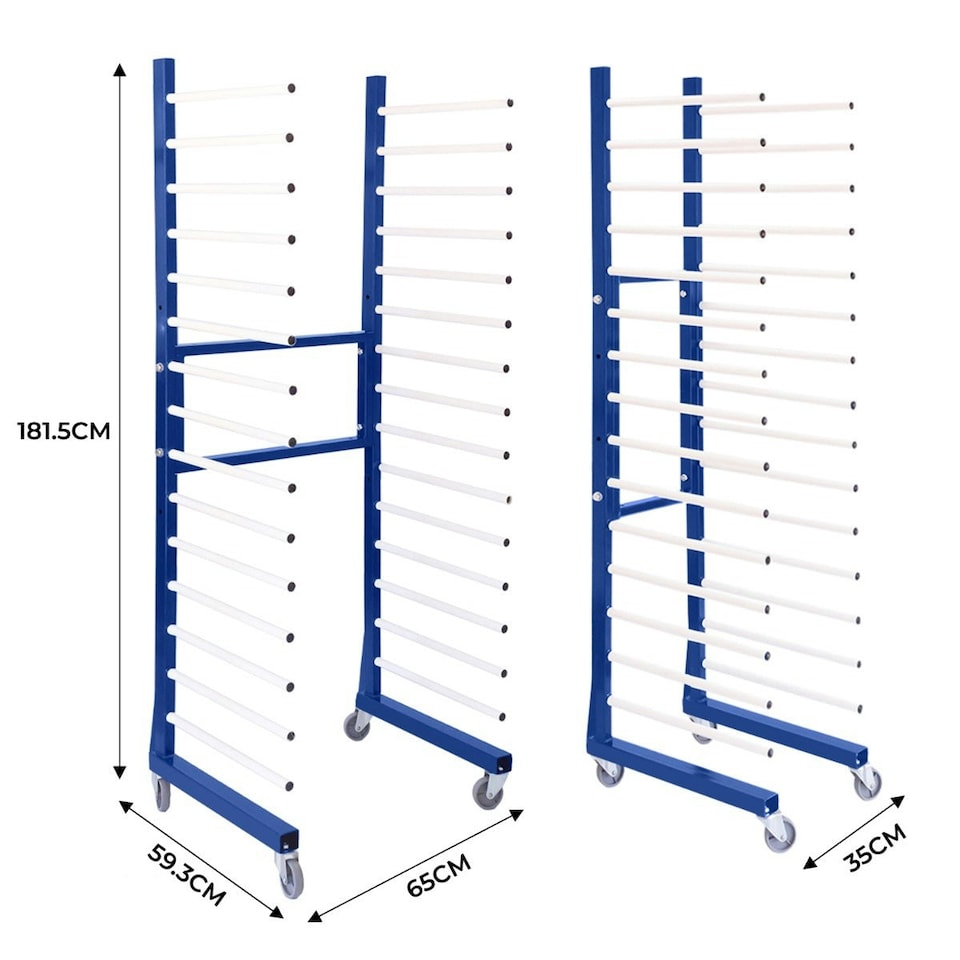 image 1 of Combi Spray Drying Rack Trolley x 5 & 4 Connectors | Blue