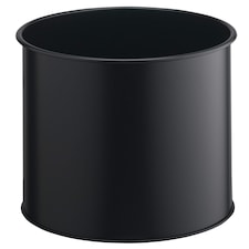 Durable Metal Round Waste Bin | Scratch Resistant Steel | 15L | Black | Black