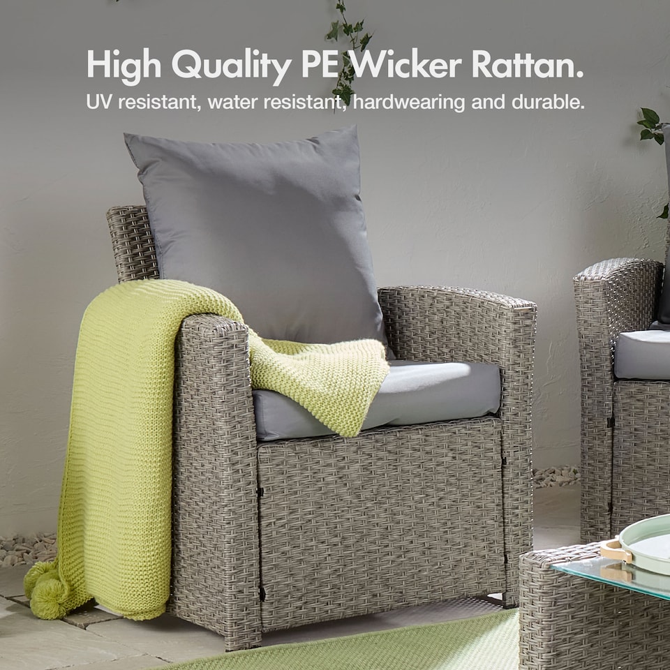 image 1 of VonHaus 4 Seater Rattan Effect Garden Furniture Set
