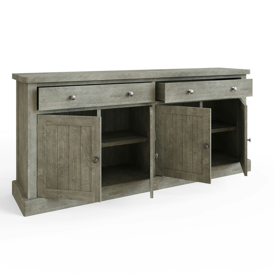 image 1 of Bowood Large Straight Sideboard 4 Door Solid Wood Limewash Green
