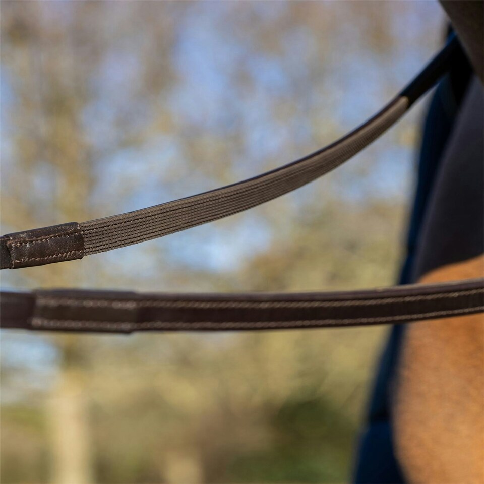 image 1 of LeMieux Rubber Half lined Reins Brown | Pony