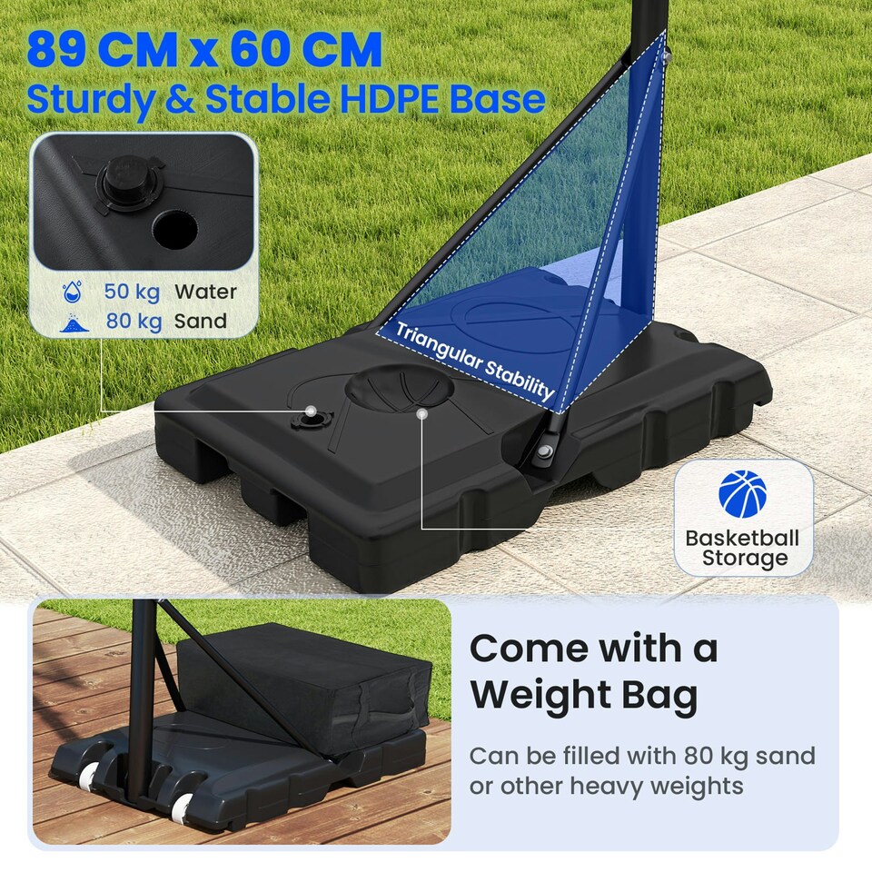 image 1 of COSTWAY Basketball Hoop 4.1-10 FT Adjustable Backboard System Black | Standard