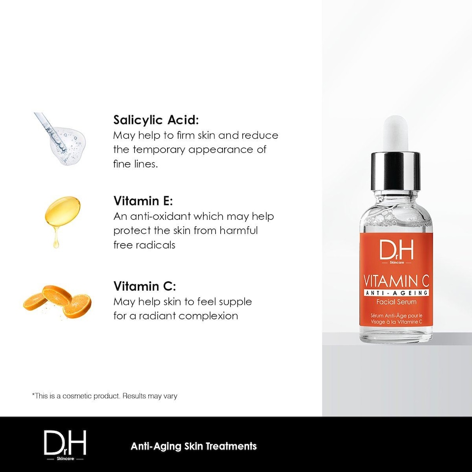image 1 of Dr H Anti-Ageing Vitamin C Facial Serum 30ml for Brightening and Even Skin Tone
