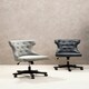 image 2 of Interiors by Premier Black Leather‑Effect Office Chair, Tufted Wingback Seat with Studded Trim, Height‑Adjustable Swivel Chair Black