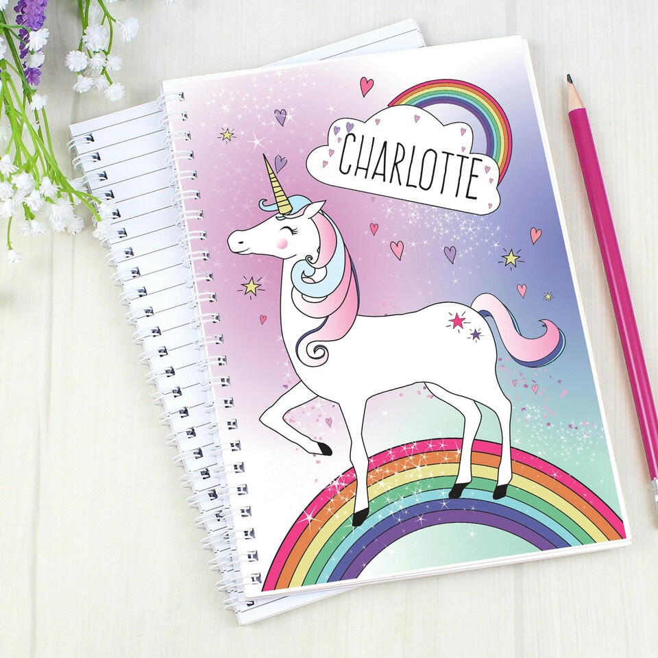 image 1 of Personalised Unicorn A5 Notebook