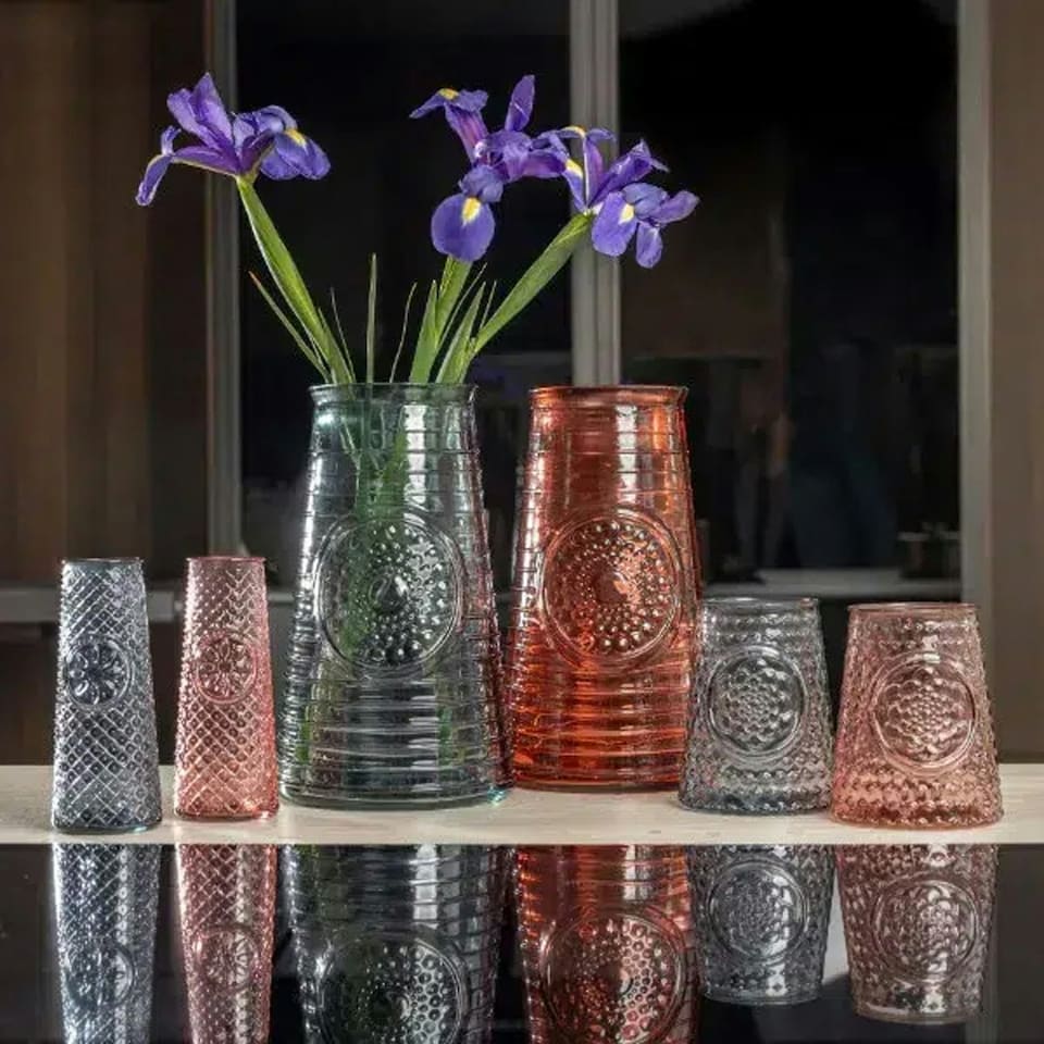 image 1 of Verano Spanish Ceramics Recycled Glass Mandala Medium Vase - 27.5cm Pink | Pink | 1