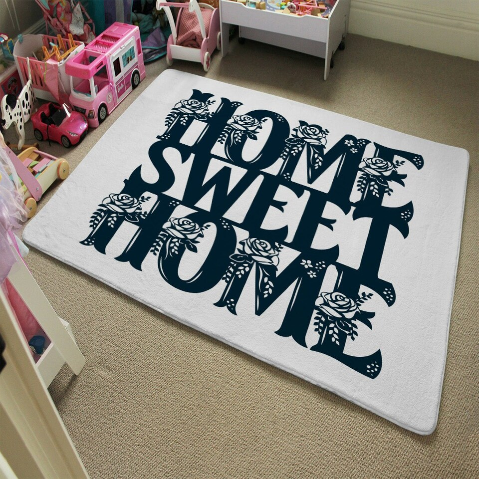 image 1 of Home Sweet Home Type (Rug) Black | Large: 140x200cm