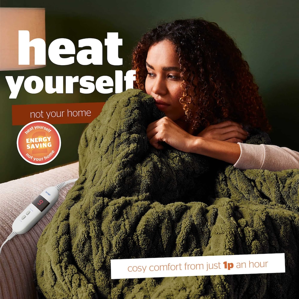 image 1 of Silentnight Luxury Super Cosy Heated Throw, Olive | Green | Olive | One Size | 1