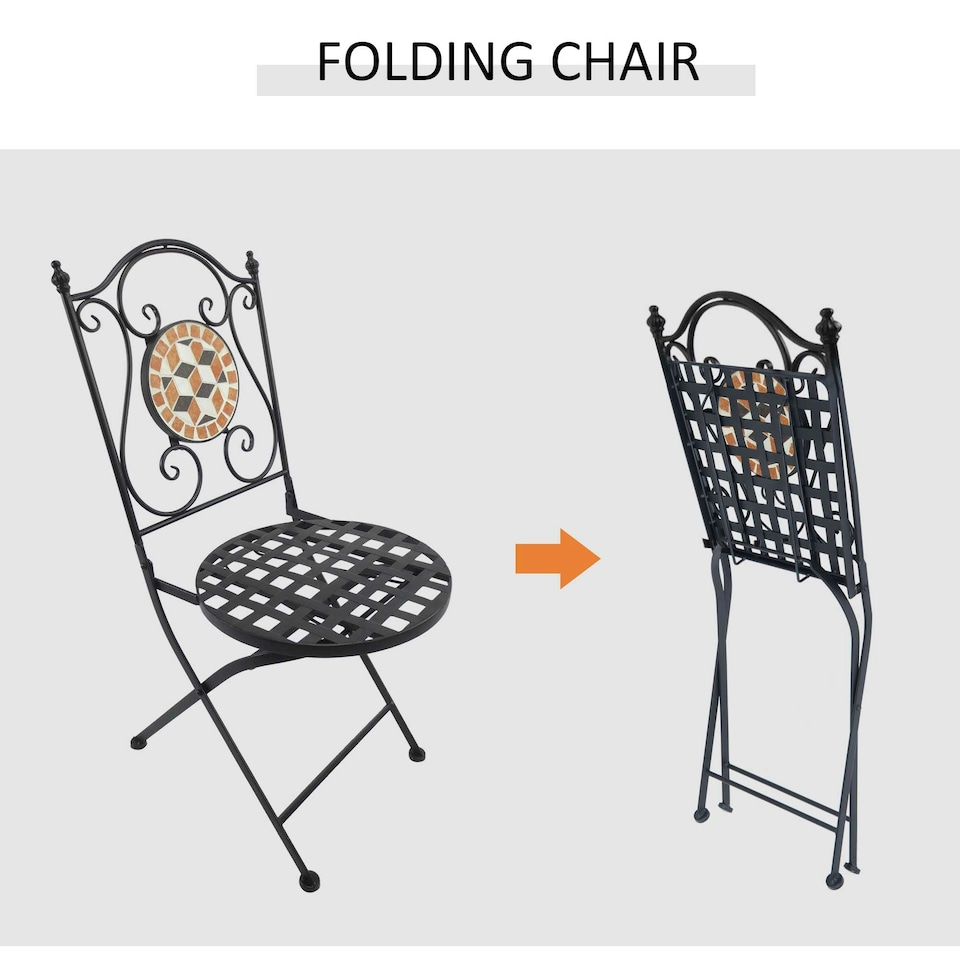 image 1 of Outsunny 3 Pcs Mosaic Bistro Table Chair Set Patio Garden Dining Furniture