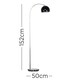 image 3 of ValueLights Polished Chrome Curved Stem Floor Lamp With Gloss Black Metal Dome Light Shade