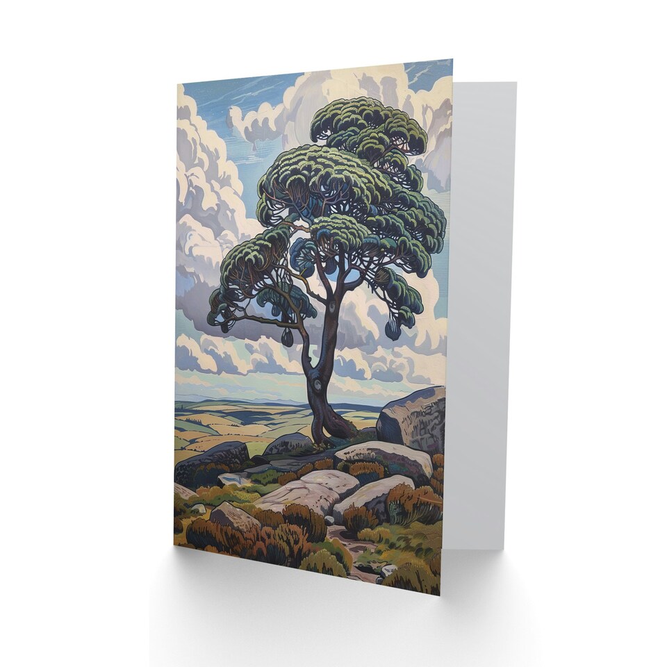 image 1 of Lone Tree on Dartmoor Devon Landscape England Nature Greeting Card