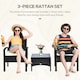 image 3 of Outsunny 3PC Garden Rattan Bistro Set with Glass Top Table, Black