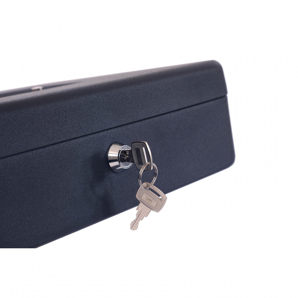 image 1 of 12" Heavy Duty Metal Locking Cash Money Box Safe Security