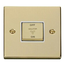 SE HOME Polished Brass 10A 1 Gang Ingot 3 Pole Fan Isolation Switch White | Polished Brass