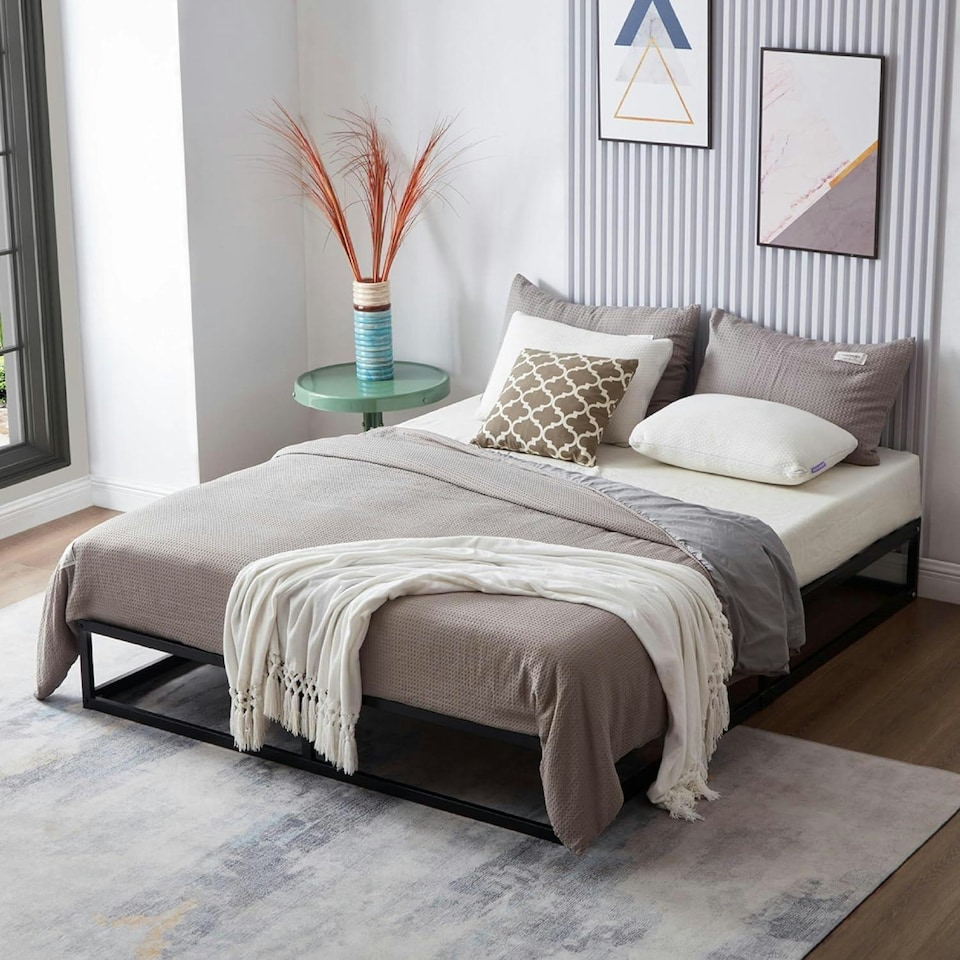 image 1 of King Bed Frame Extra Strong Platform Metal Frame Bedroom Easy Build (Copy)