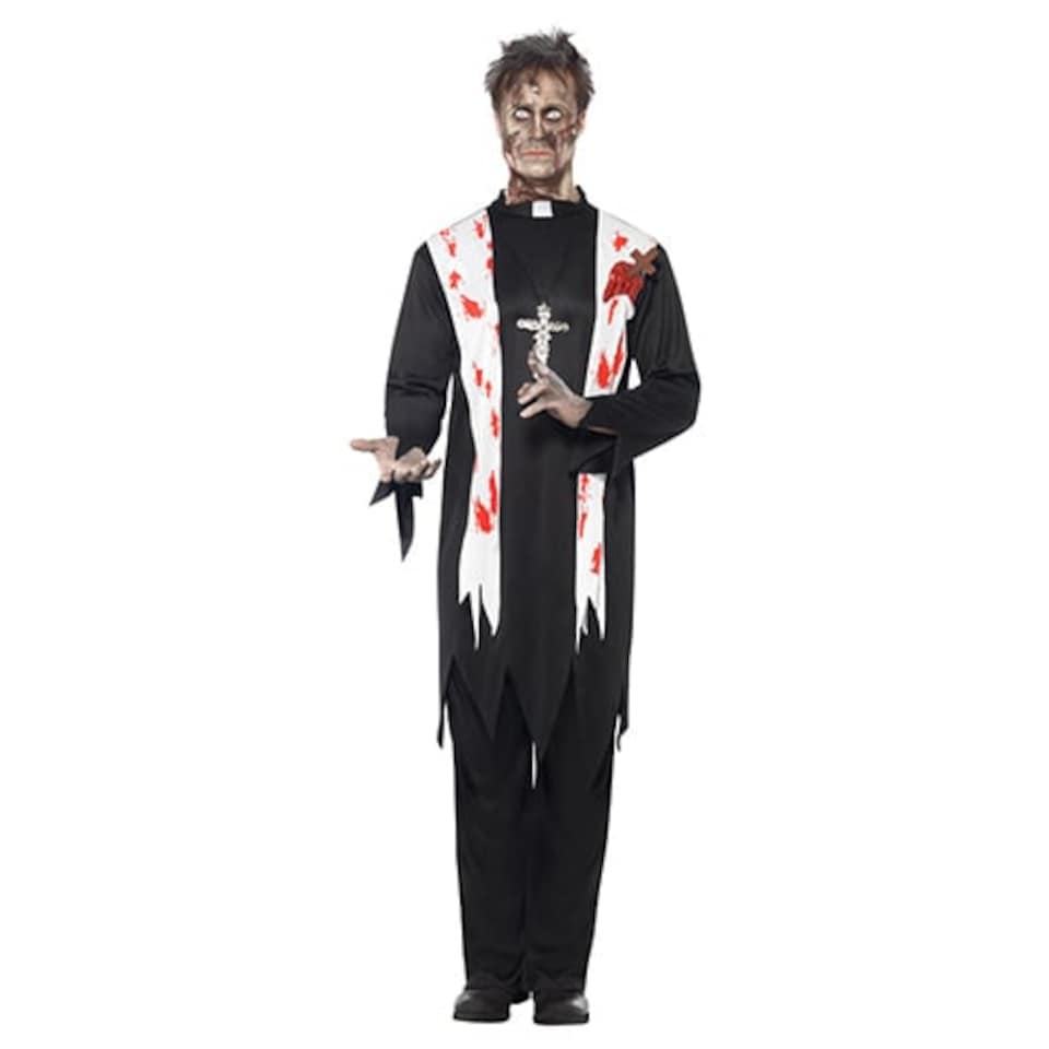image 1 of Zombie Priest Fancy Dress Costume Adult Mens Medium