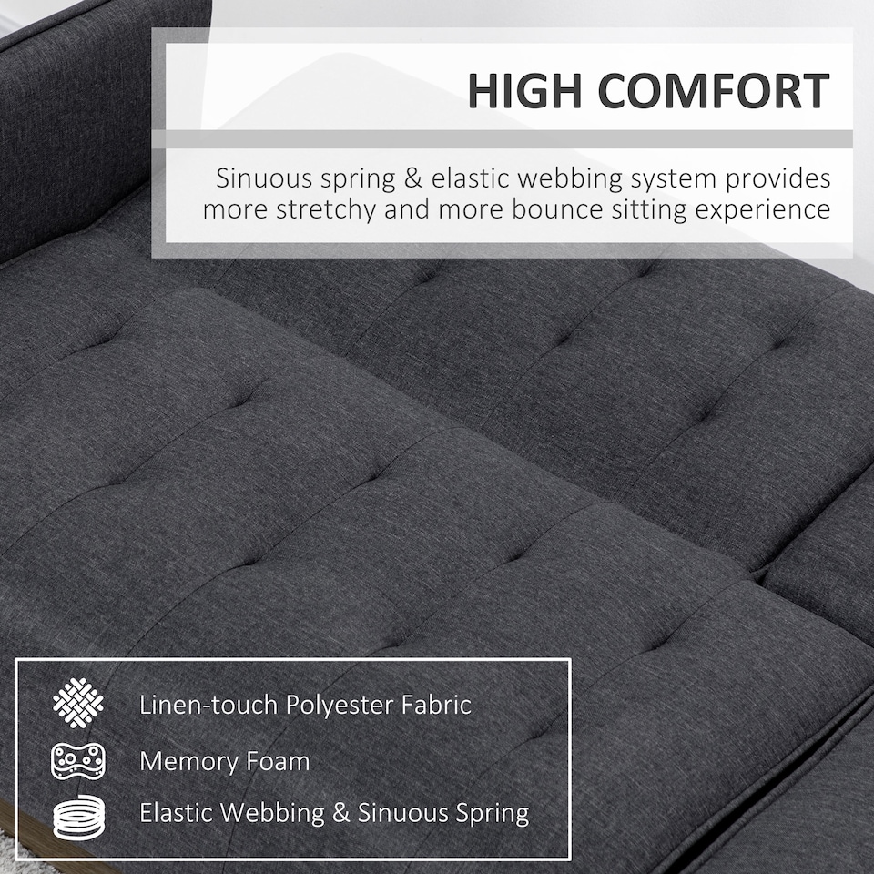 image 1 of HOMCOM Click Clack Sofa Bed, Linen-Feel Fabric 3 Seater Sofa for Living RoomSpare RoomGuest Room, Bed Settee with Cup Holders, Grey