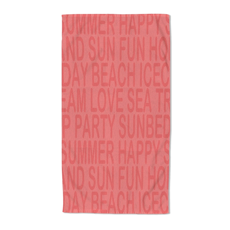 Velosso Salmon Summer Happy Embossed Jacquard Beach Towel