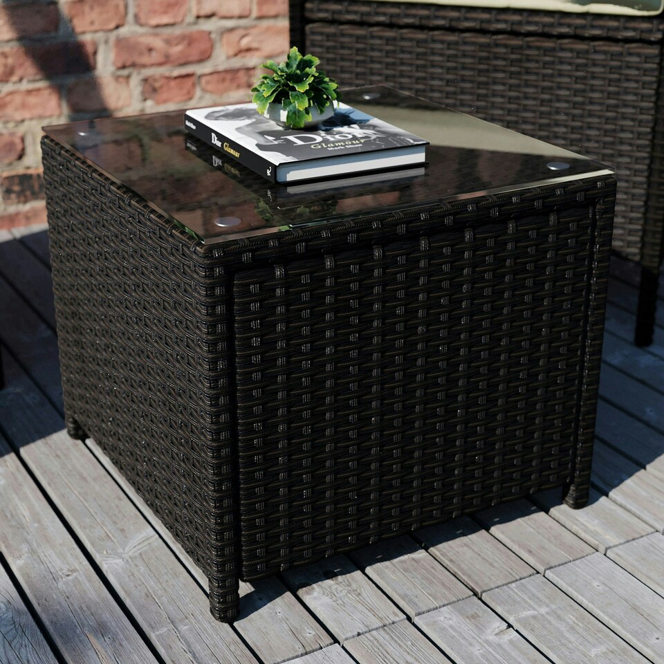image 1 of Garden Vida Bali 2 Seater Rattan Set Chair Coffee Table Outdoor Garden Furniture, Brown