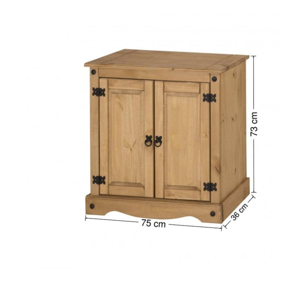 image 1 of Mercers Furniture Corona 2 Door Cupboard Small Sideboard Solid Wood Pine Wooden with Mexican Styling