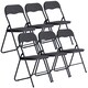 image 2 of 6 Pc Folding Lightweight Chair Set Portable Metal Frame PVC Velvet Ribcord Seats | Multi | Dark Grey