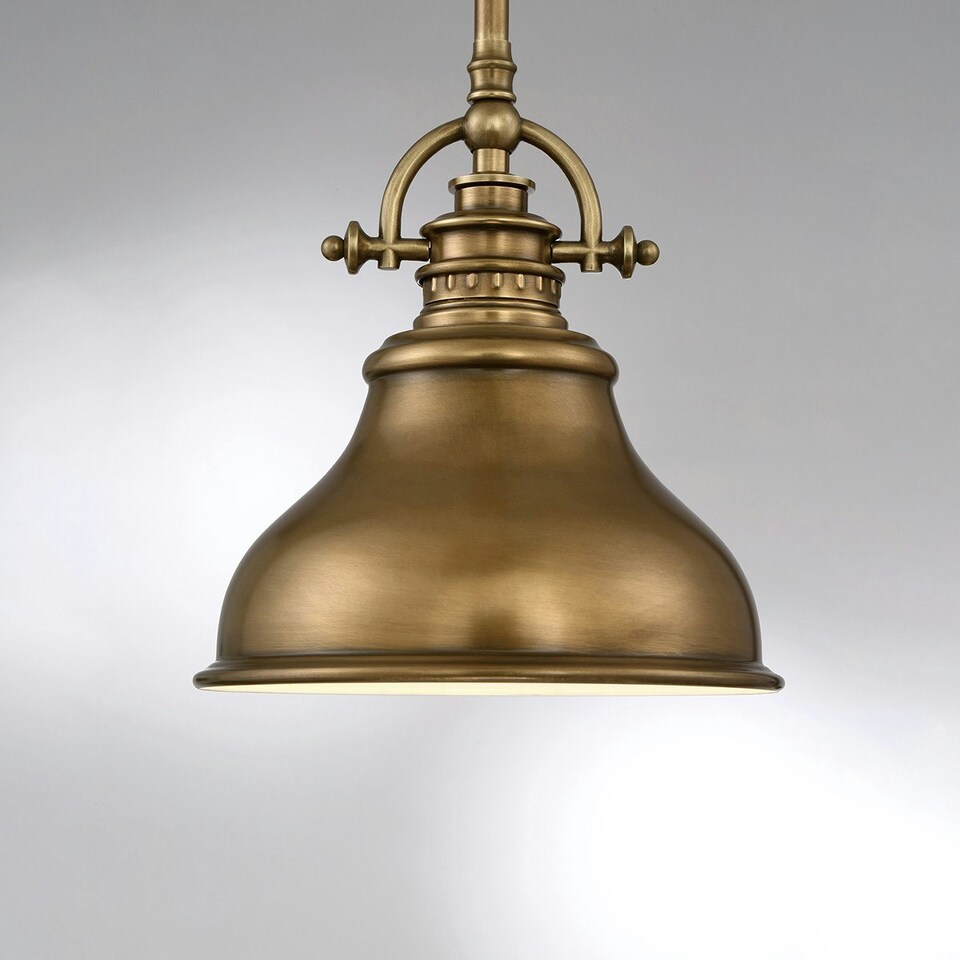 image 1 of Emery 1 Light Dome Ceiling Mini Pendant Weathered brass, E27