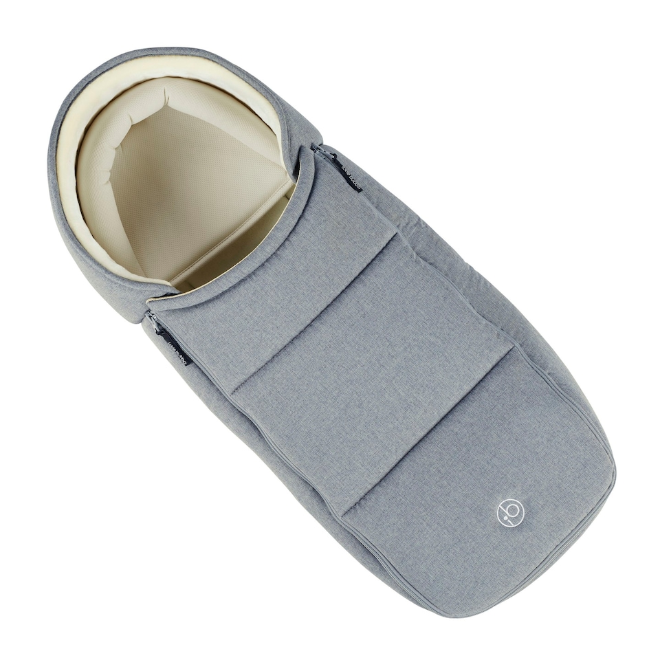 image 1 of Newborn Cocoon 2-in-1 Carrycot & Footmuff, Birth-6 Months, Universal Fit, Faux Fur Lining, Shower-resistant, Removable Head Support (Grey)