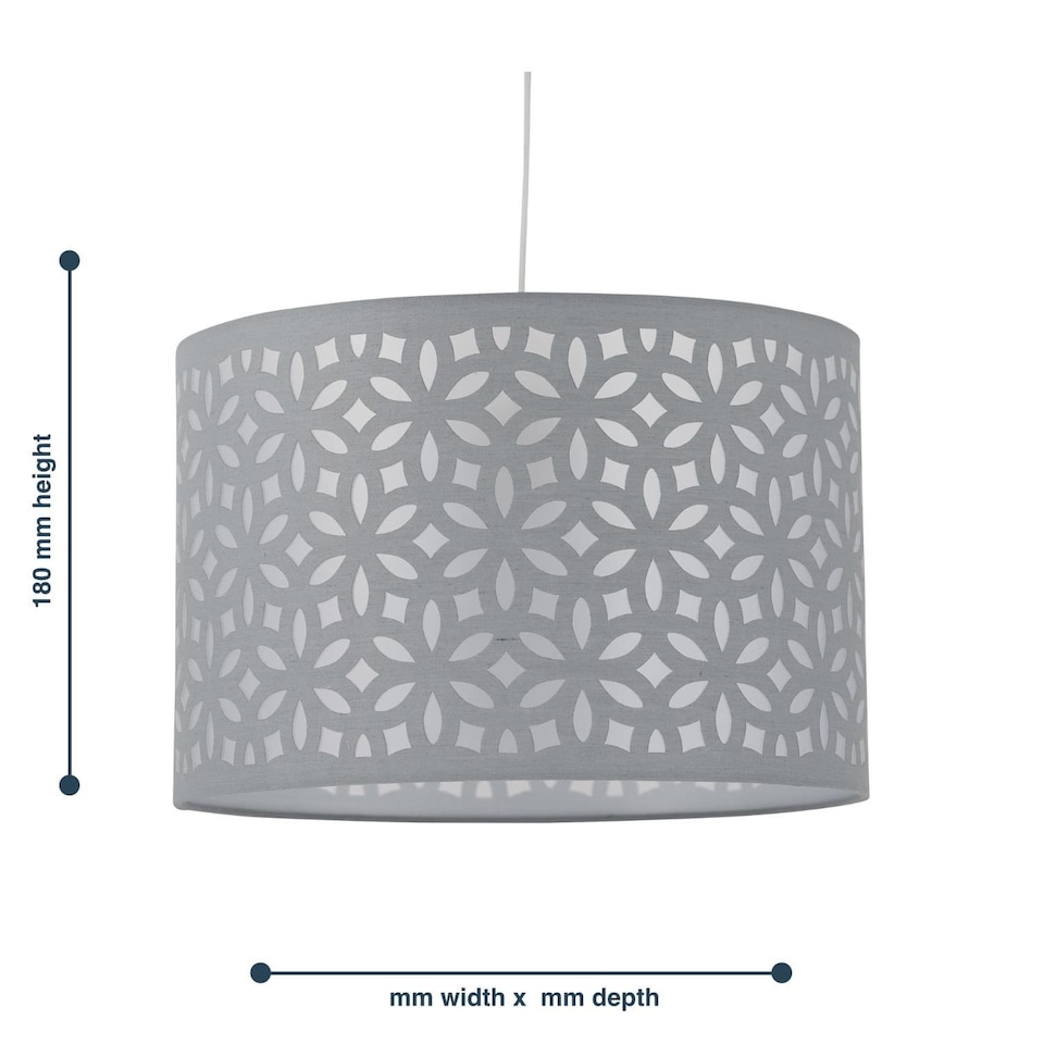 image 1 of Set of 2 Grey Laser Cut 25cm Pendant Lightshades | Grey | Medium | 2