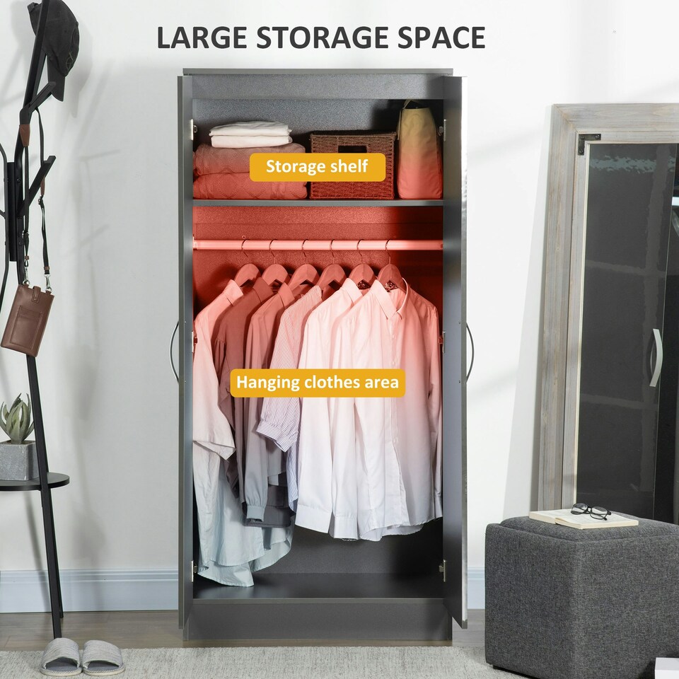 image 1 of HOMCOM Modern Wardrobe Closet, Clothes Cabinet